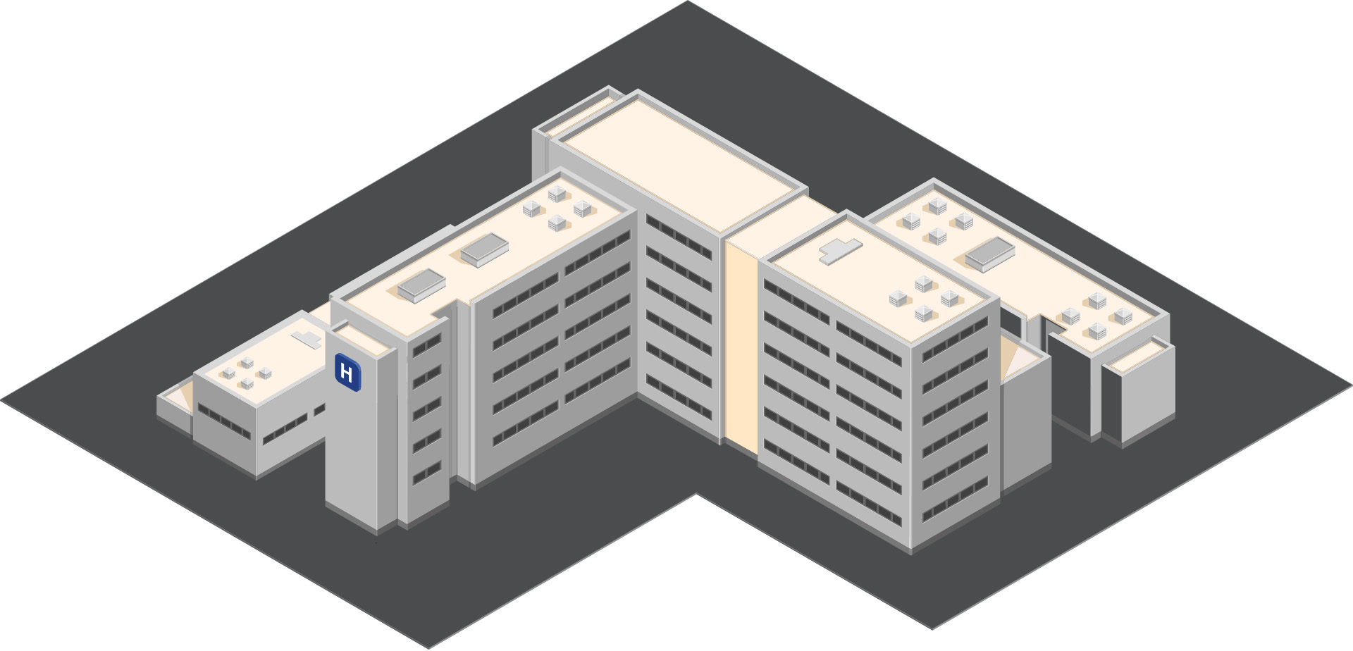 Isometric illustration of Healthcare Facility